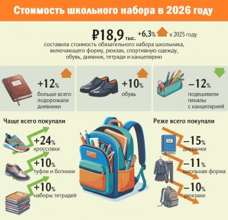 Сбор ребёнка в школу в 2026 году обойдётся родителям почти в 19 тысяч рублей