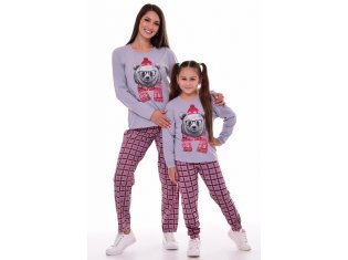 Пижама женская 1-213 (серый), Мишка в шапке от компании Новое Кимоно, г. Иваново