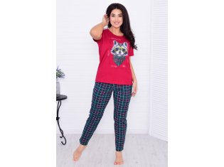 Пижама женская 1-225 (марсала) Енот от компании Новое Кимоно, г. Иваново