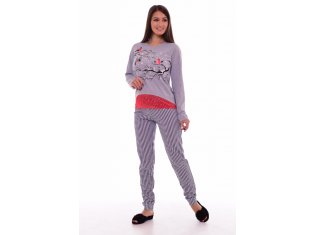 Пижама женская 1-74 Снегири (серый) от компании Новое Кимоно, г. Иваново