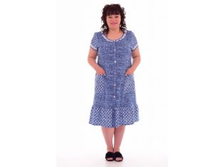 Халат женский 3-157в (голубой+горох) от компании Новое Кимоно, г. Иваново