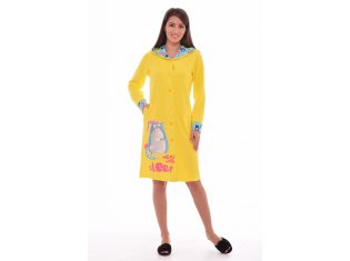 Халат женский 3-164а (лимон+голубой) Котик от компании Новое Кимоно, г. Иваново
