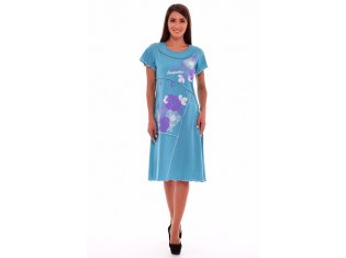Платье женское 4-38г (бирюза-меланж) от компании Новое Кимоно, г. Иваново