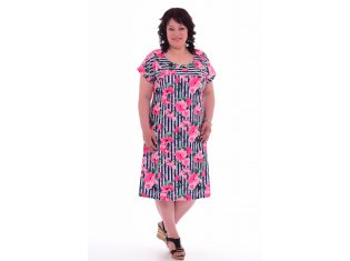 Платье женское 4-44д (синий+розовый) от компании Новое Кимоно, г. Иваново
