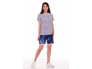 Футболка женская 6-189 (бело-синяя полоска) от компании Новое Кимоно, г. Иваново