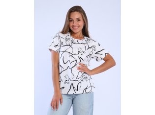 Футболка женская 6-196а (белая абстракция) от компании Новое Кимоно, г. Иваново