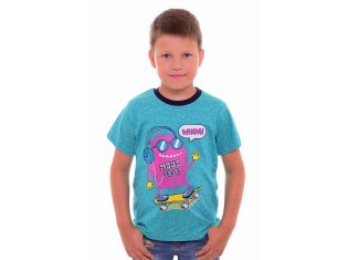 Футболка детская 7-145д (изумруд с белым) Клякса от компании Новое Кимоно, г. Иваново