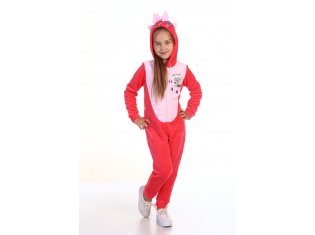 Пижама детская Кигуруми Котик 7-95б (коралл) от компании Новое Кимоно, г. Иваново