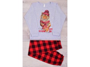 Пижама подростковая 12-103 (светло-серый) Тигр в шапке от компании Новое Кимоно, г. Иваново