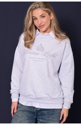 Свитшот женский 6-221б (серый меланж) от компании Новое Кимоно, г. Иваново