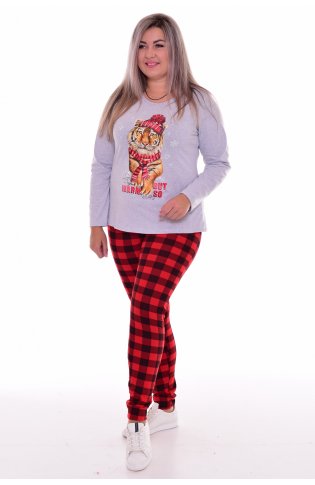 Пижама женская 1-216 (светло-серый) Тигр в шапке от компании Новое Кимоно, г. Иваново