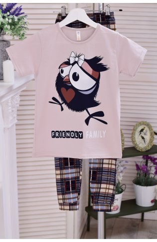 Пижама подростковая 12-104 (бежевый) Воронята от компании Новое Кимоно, г. Иваново