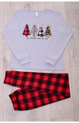 Пижама детская 7-298 (светло-серый) Елки от компании Новое Кимоно, г. Иваново