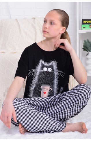 Пижама подростковая 12-112 (черный) от компании Новое Кимоно, г. Иваново