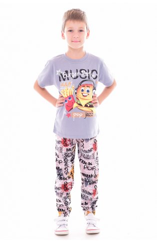 Пижама подростковая 11-031 (серый), Гамбургер от компании Новое Кимоно, г. Иваново