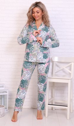 Пижама женская 1-222б (монстера) от компании Новое Кимоно, г. Иваново
