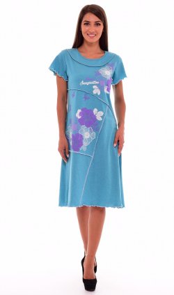 Платье женское 4-38г (бирюза-меланж) от компании Новое Кимоно, г. Иваново