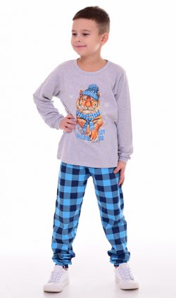 Пижама детская 7-299 (бирюза) Тигр в шапке от компании Новое Кимоно, г. Иваново