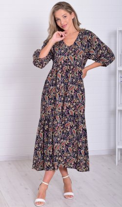 *Платье женское Ф-1-074 (темно-синий) от компании Новое Кимоно, г. Иваново