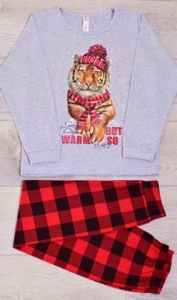 Пижама детская 7-297 (светло-серый) Тигр в шапке от компании Новое Кимоно, г. Иваново