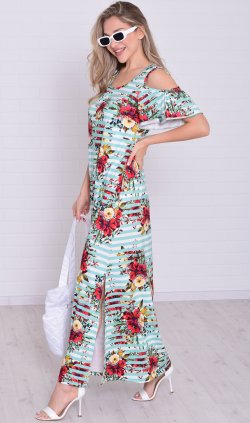 Платье женское 4-114 (мята+красный) от компании Новое Кимоно, г. Иваново