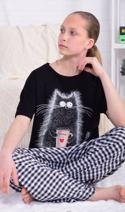Пижама подростковая 12-112 (черный) от компании Новое Кимоно, г. Иваново