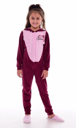 Пижама подростковая Кигуруми Енот 12-047б (бордо) от компании Новое Кимоно, г. Иваново