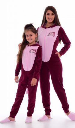 Пижама женская Кигуруми Енот 1-155б (бордо) от компании Новое Кимоно, г. Иваново