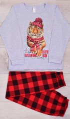 Пижама подростковая 12-103 (светло-серый) Тигр в шапке от компании Новое Кимоно, г. Иваново