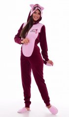 Пижама женская Кигуруми Енот 1-155б (бордо) от компании Новое Кимоно, г. Иваново